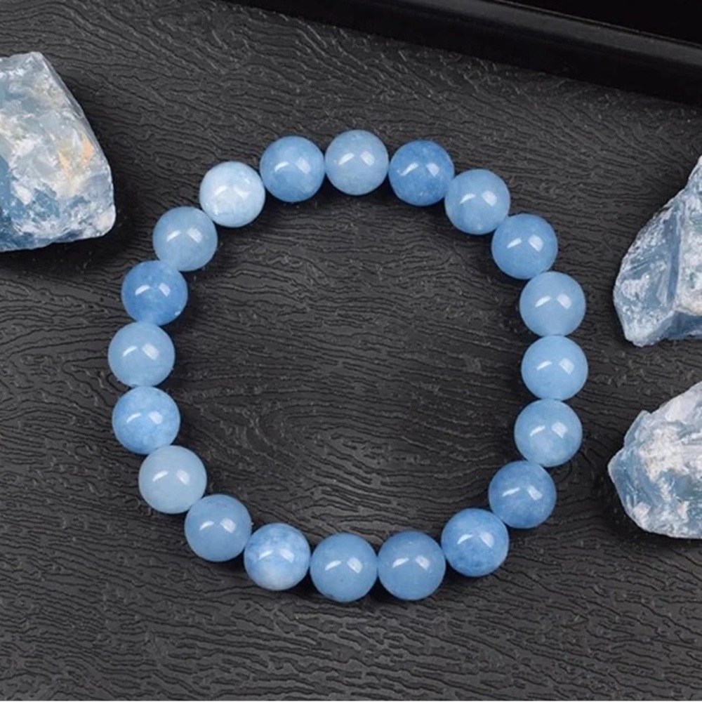 🆕New Aquamarine Blue Jade 8mm Healing Gemstone Bracelet